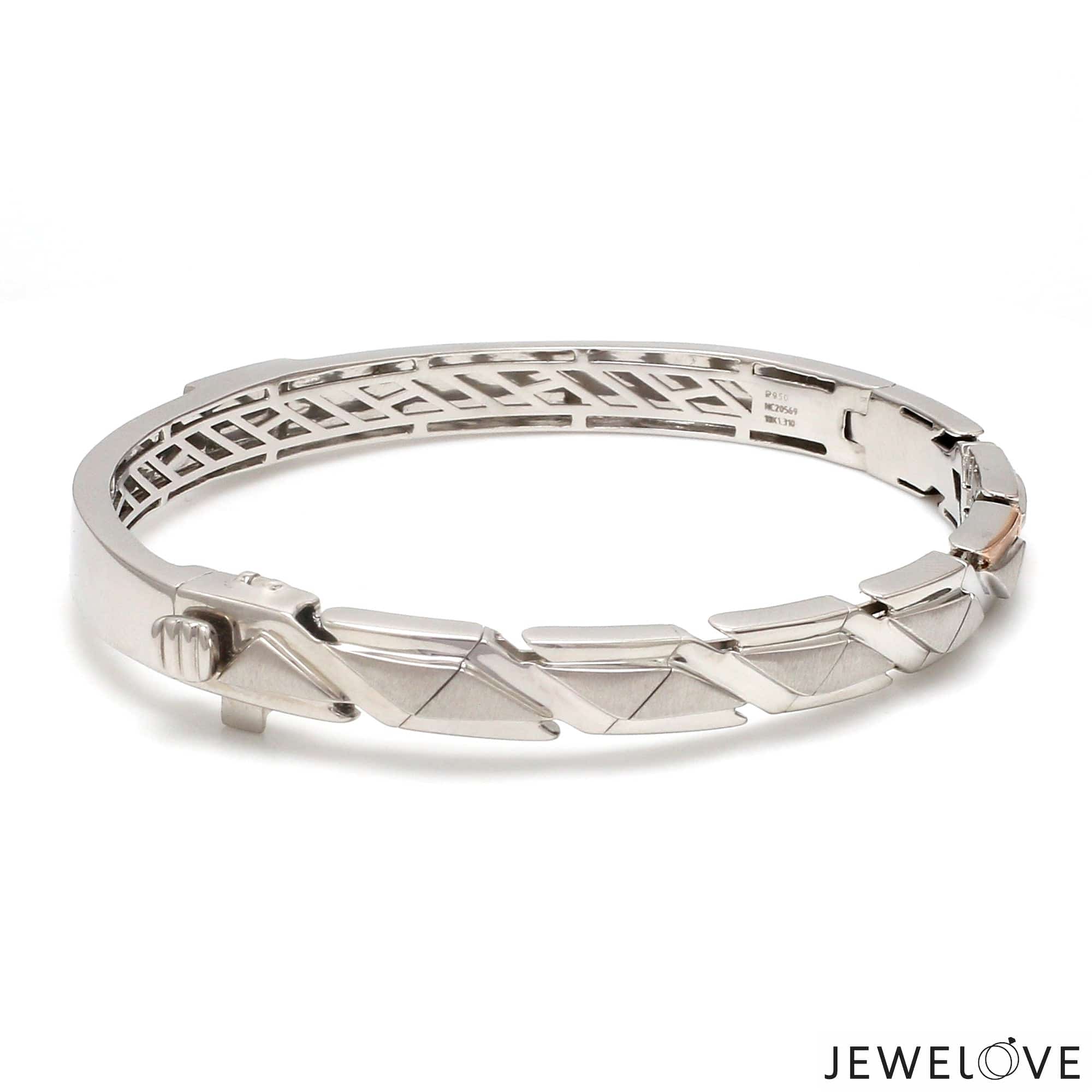 Jewelove™ Bangles & Bracelets Men of Platinum | Rose Gold with Black Enamel Kada for Men JL PTB MSD 101