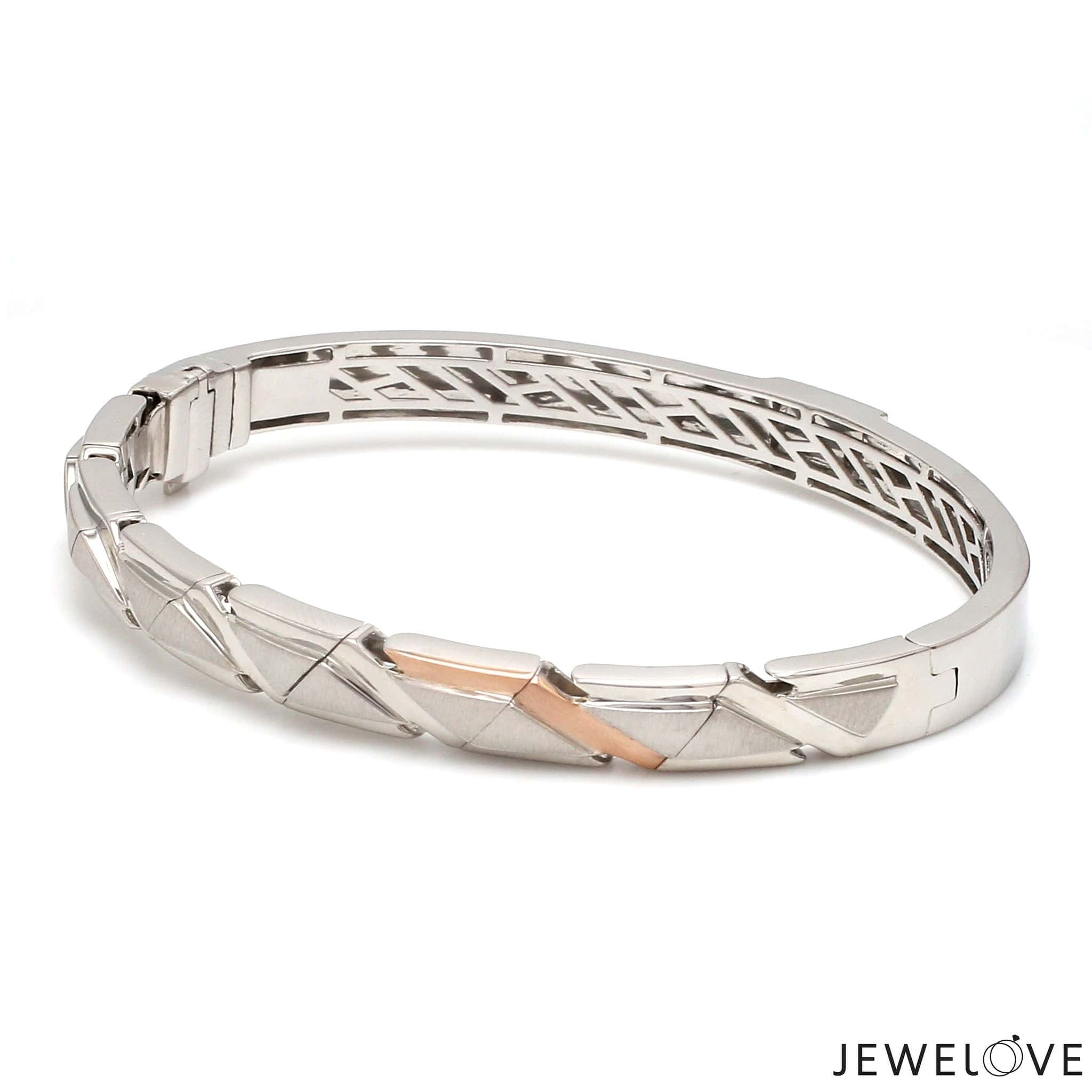 Jewelove™ Bangles & Bracelets Men of Platinum | Rose Gold with Black Enamel Kada for Men JL PTB MSD 101