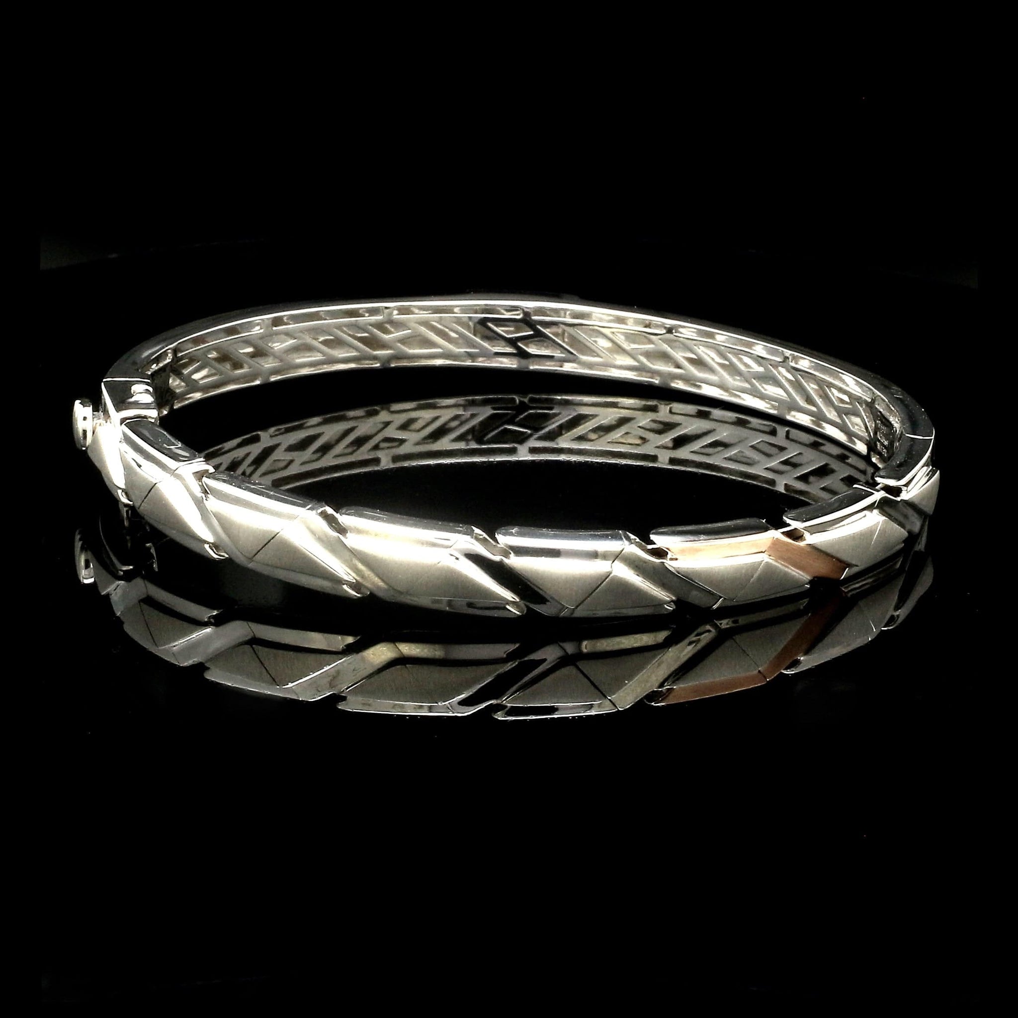 Jewelove™ Bangles & Bracelets Men of Platinum | Rose Gold with Black Enamel Kada for Men JL PTB MSD 101