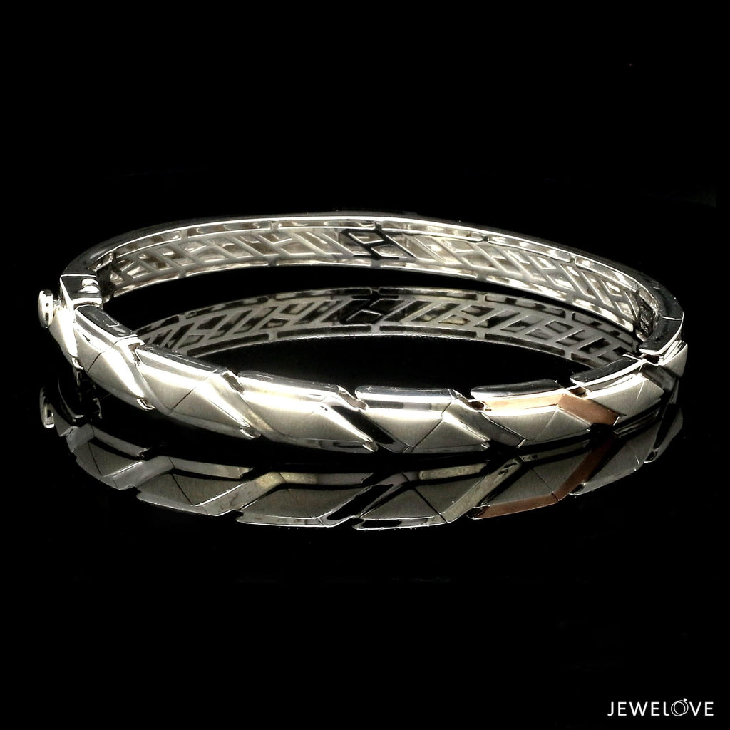 Jewelove™ Bangles & Bracelets Men of Platinum | Rose Gold with Black Enamel Kada for Men JL PTB MSD 101