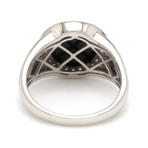 Jewelove™ Rings Men of Platinum | Round Black Enamel with Diamond Ring for Men JL PT 1361