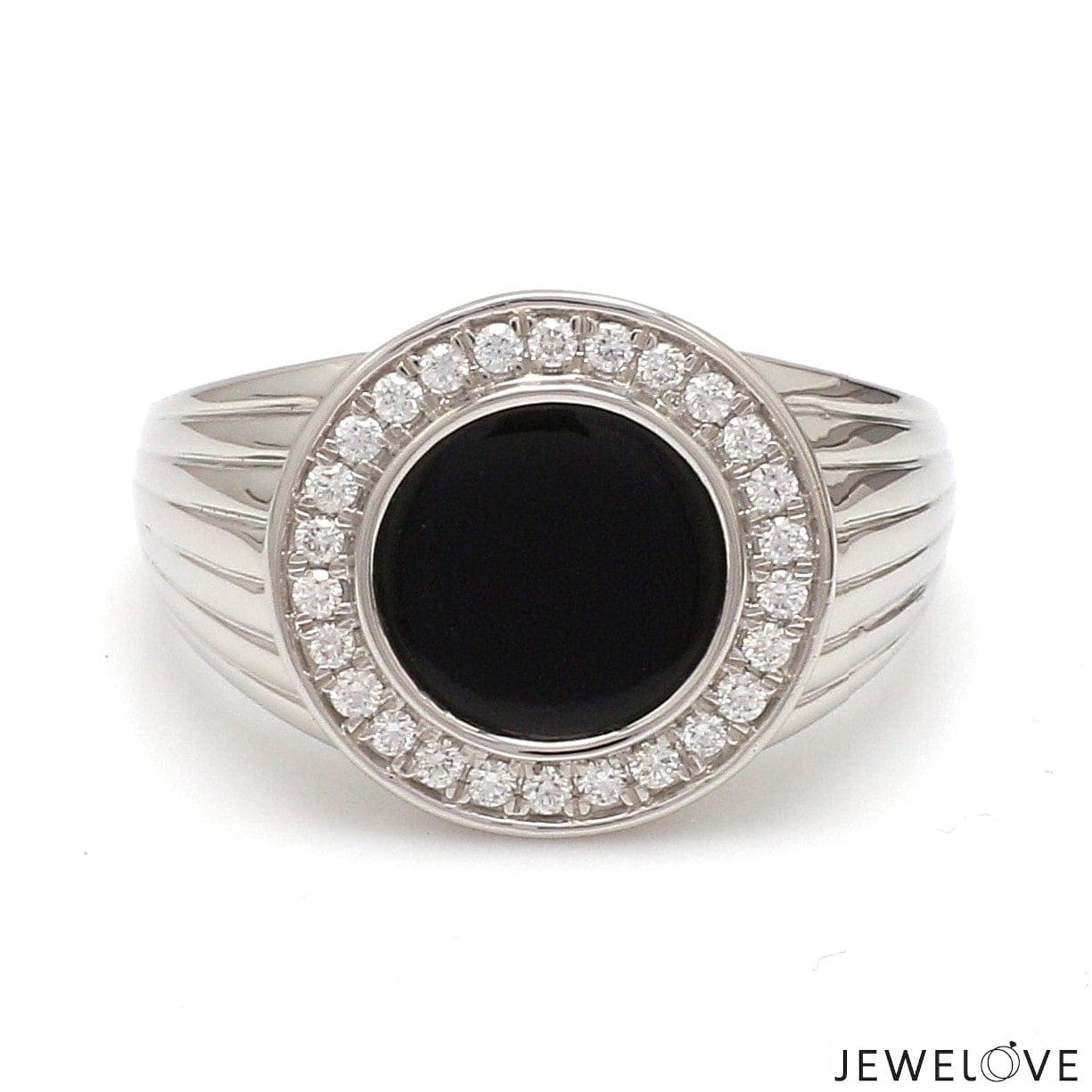 Jewelove™ Rings Men of Platinum | Round Black Enamel with Diamond Ring for Men JL PT 1361