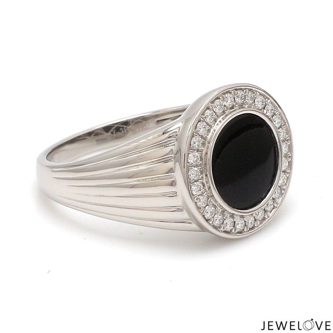 Jewelove™ Rings Men of Platinum | Round Black Enamel with Diamond Ring for Men JL PT 1361