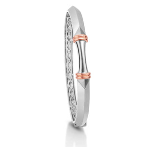 Jewelove™ Bangles & Bracelets Men of Platinum | Sculpted Openable Kada with a touch of Rose Gold JL PTB 732