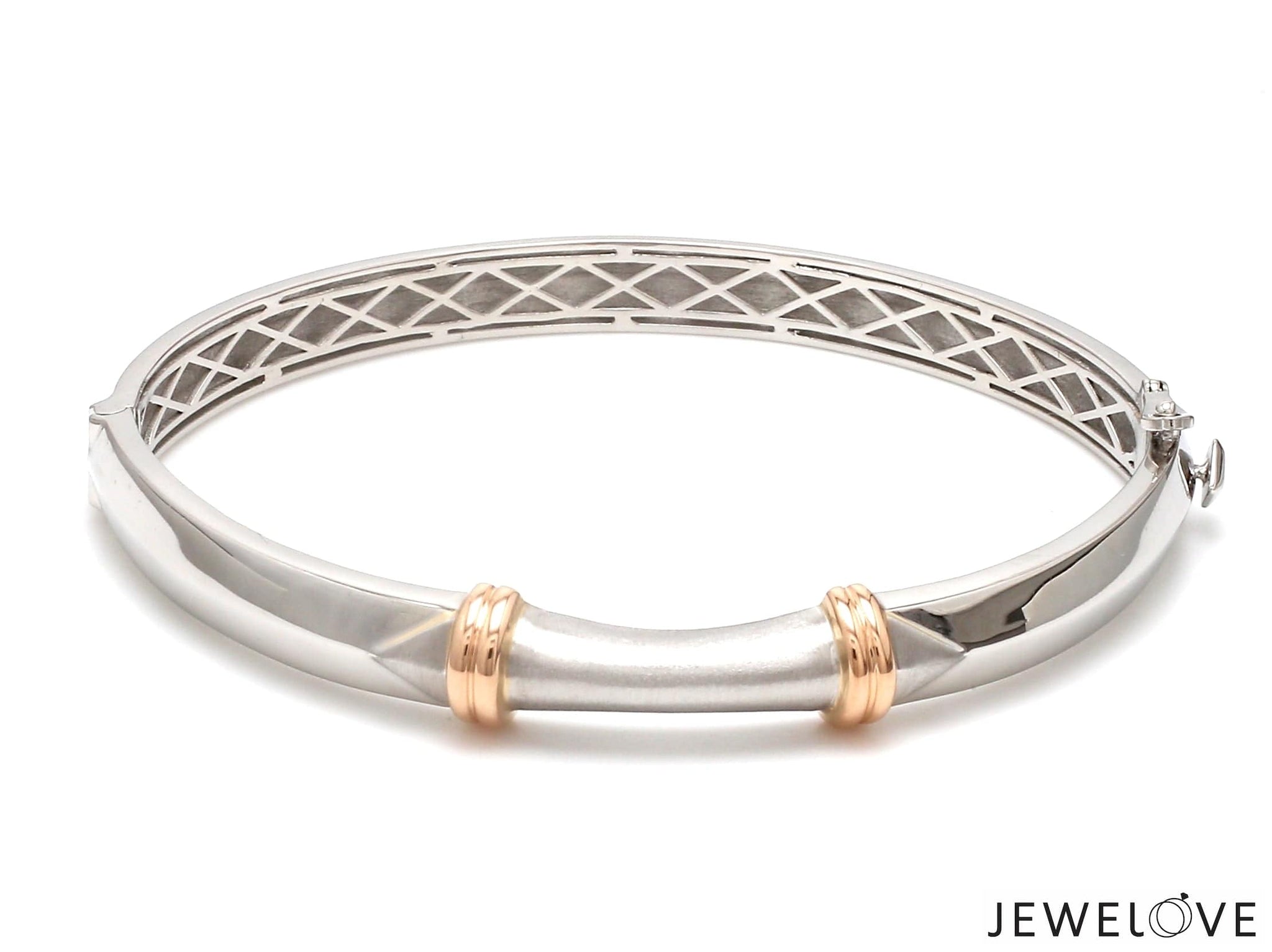 Jewelove™ Bangles & Bracelets Men of Platinum | Sculpted Openable Kada with a touch of Rose Gold JL PTB 732