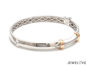 Jewelove™ Bangles & Bracelets Men of Platinum | Sculpted Openable Kada with a touch of Rose Gold JL PTB 732