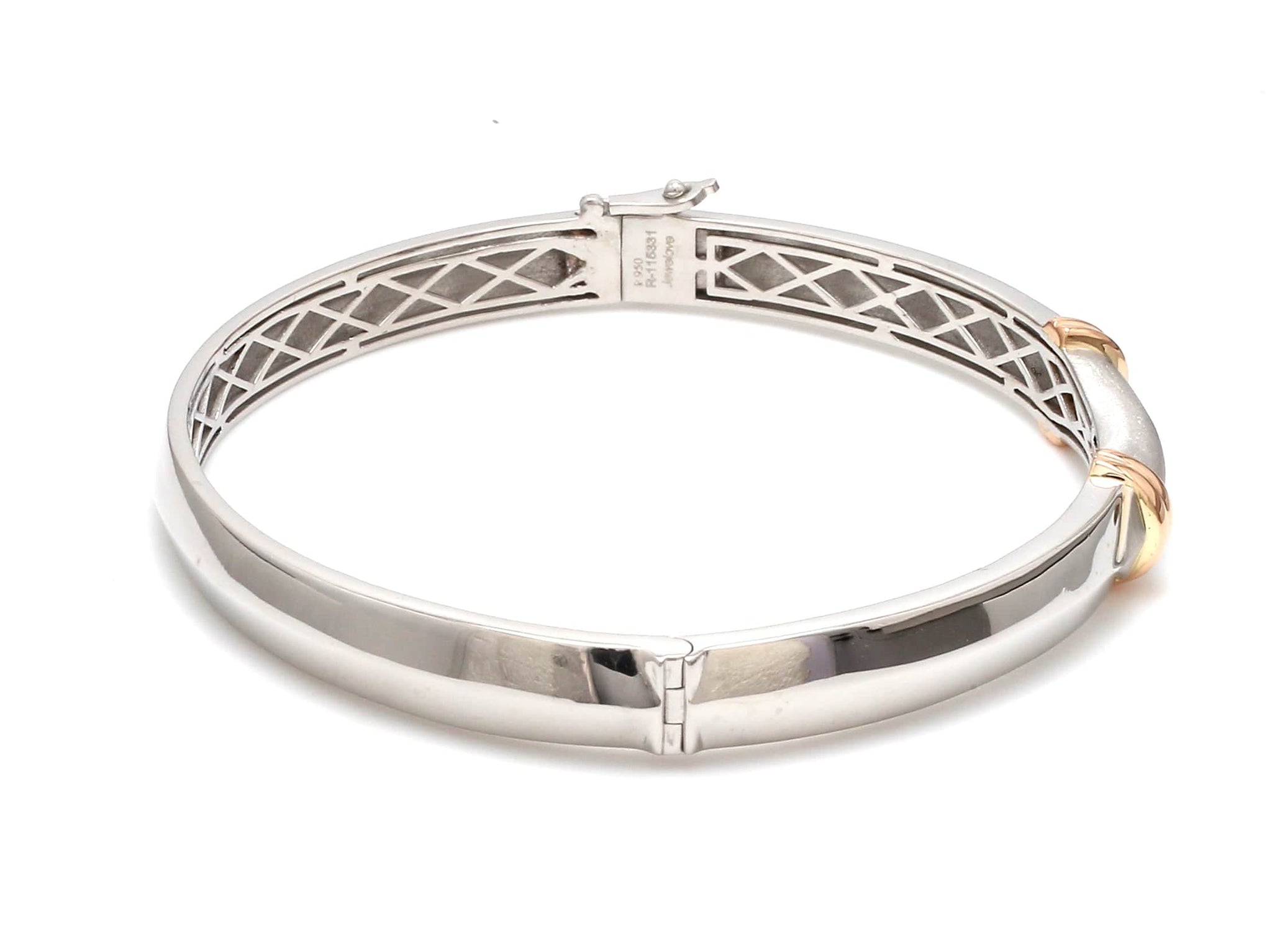 Jewelove™ Bangles & Bracelets Men of Platinum | Sculpted Openable Kada with a touch of Rose Gold JL PTB 732