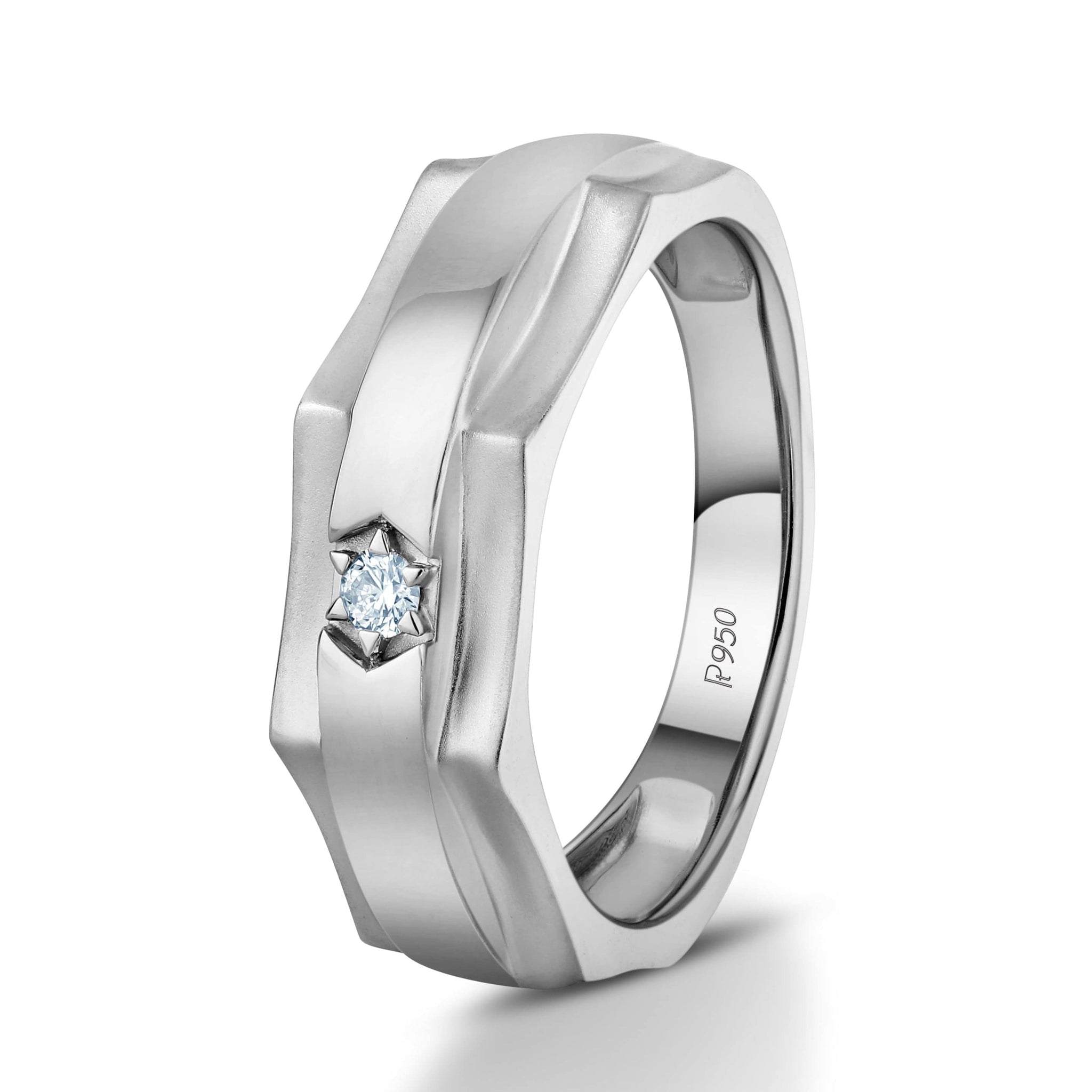 Jewelove™ Rings SI IJ / Men's Band only Men of Platinum Single Diamond Platinum Ring for Men JL PT 1088