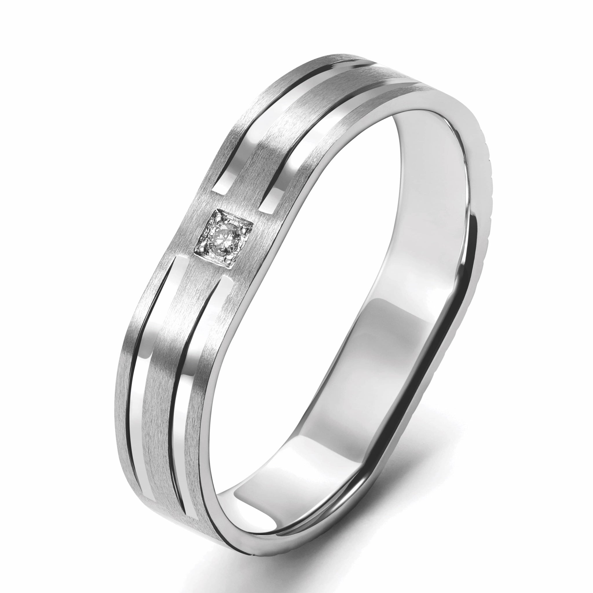 Jewelove™ Rings Men's Band only / SI IJ Men of Platinum | Single Diamond Platinum Ring for Men JL PT 686