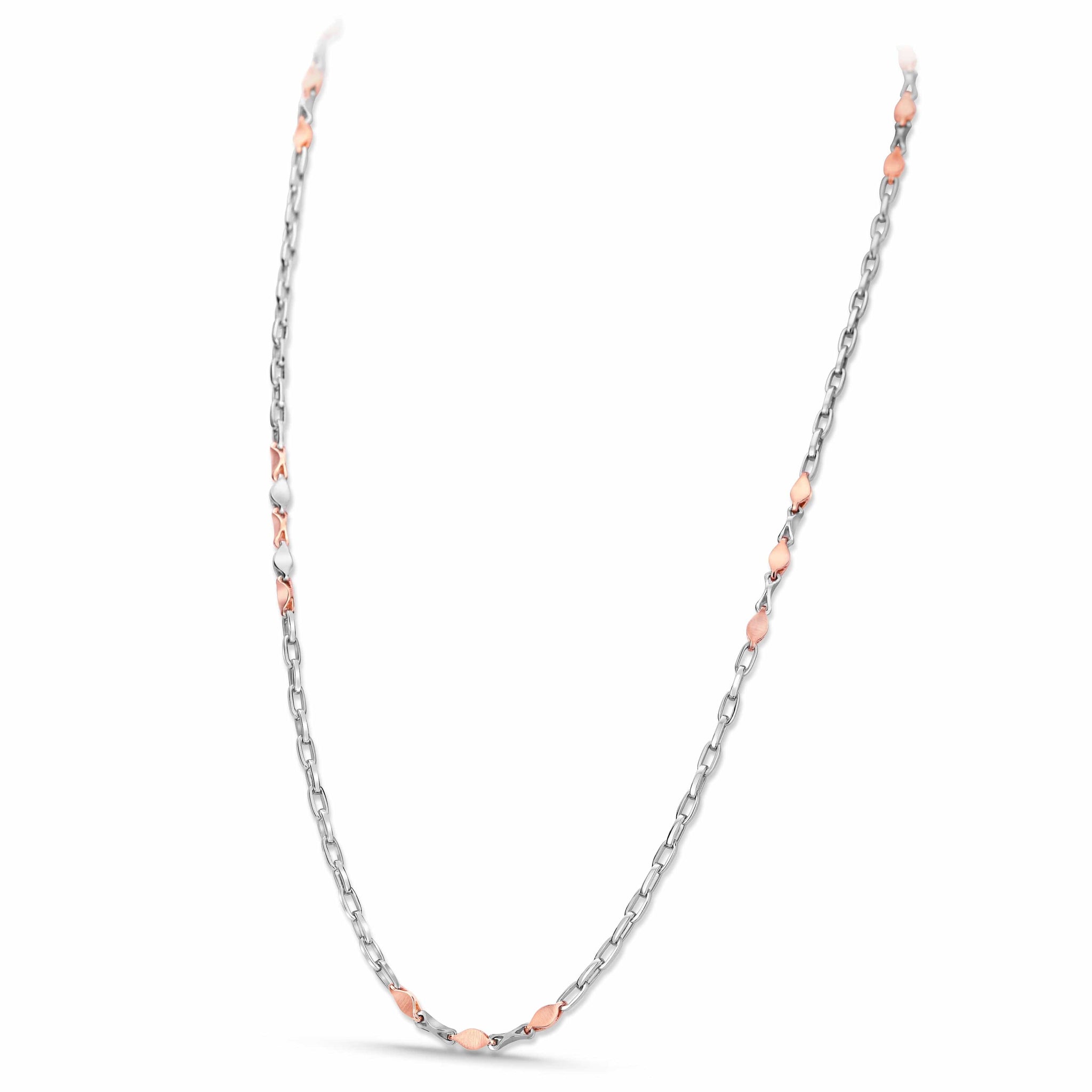 Jewelove™ Chains Men of Platinum | Sleek Interlinked Pt + Rose Gold Chain for Men JL PT CH 973