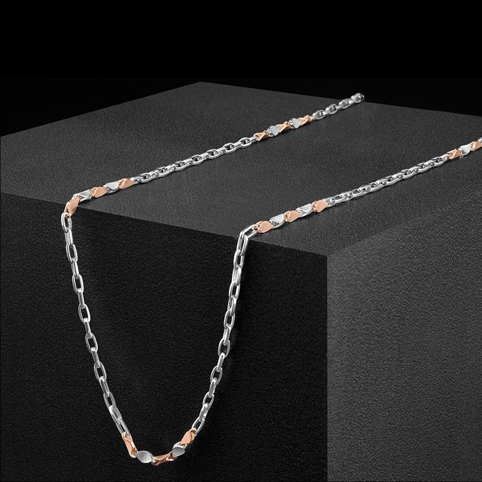 Jewelove™ Chains Men of Platinum | Sleek Interlinked Pt + Rose Gold Chain for Men JL PT CH 973