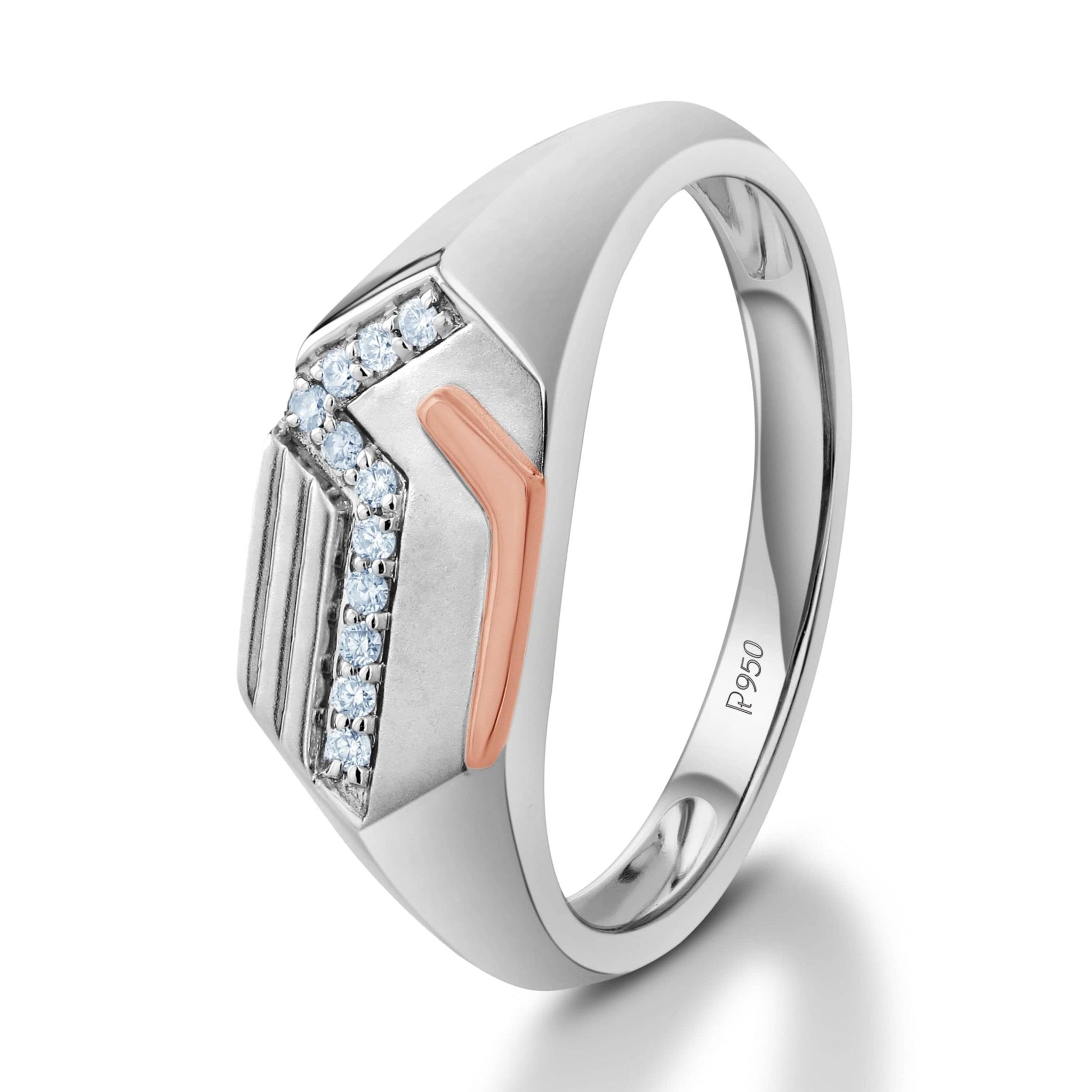 Jewelove™ Rings Men's Band only / SI IJ Men of Platinum | Square Profile Rose Gold Platinum Diamonds Ring JL PT 1083