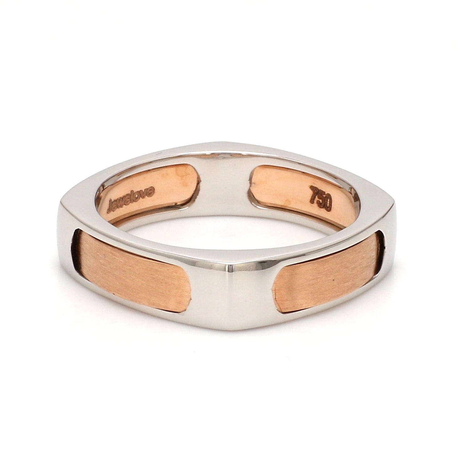 Jewelove™ Rings Men's Band only Men of Platinum | Square Profile Rose Gold Platinum Ring JL PT 688-RG