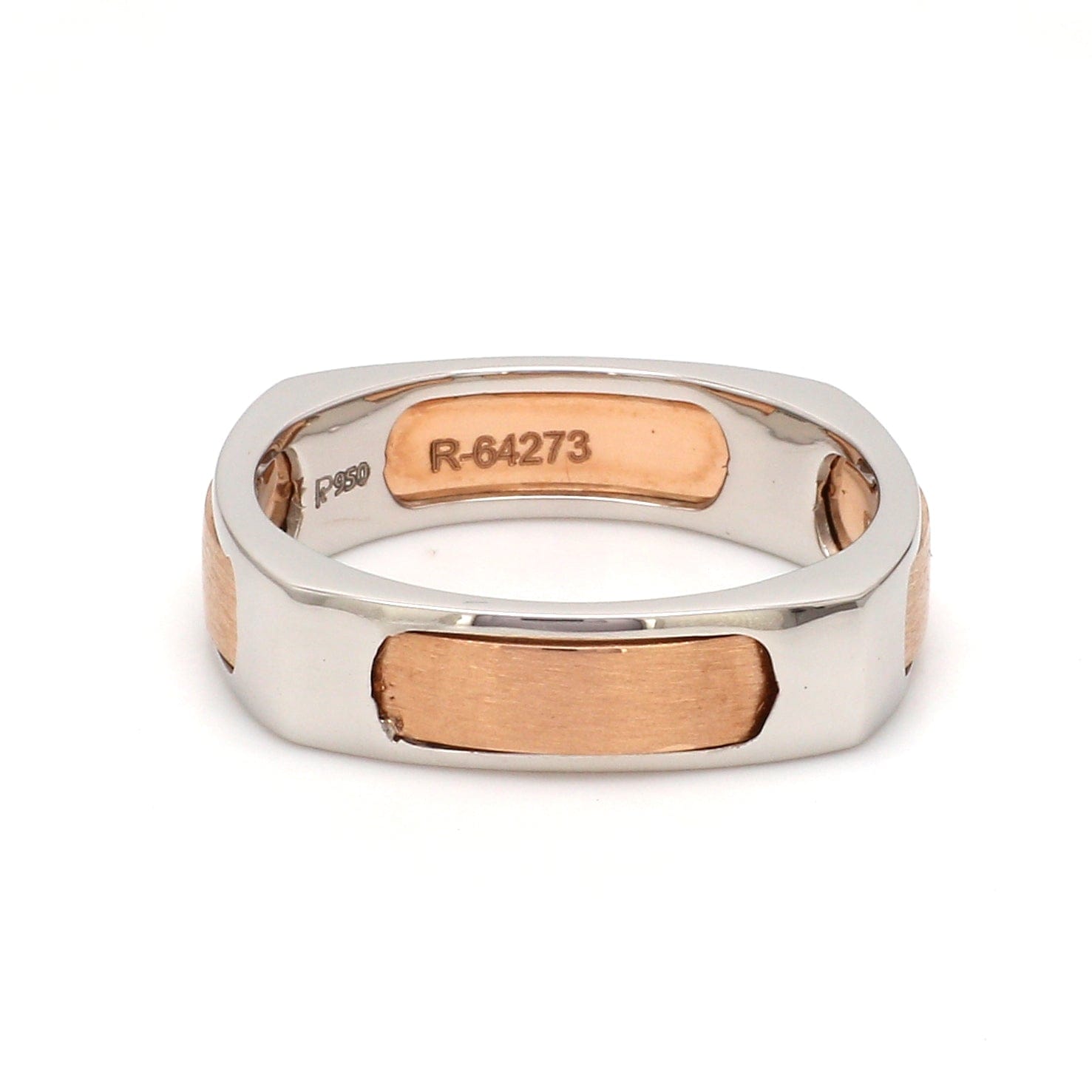 Jewelove™ Rings Men's Band only Men of Platinum | Square Profile Rose Gold Platinum Ring JL PT 688-RG