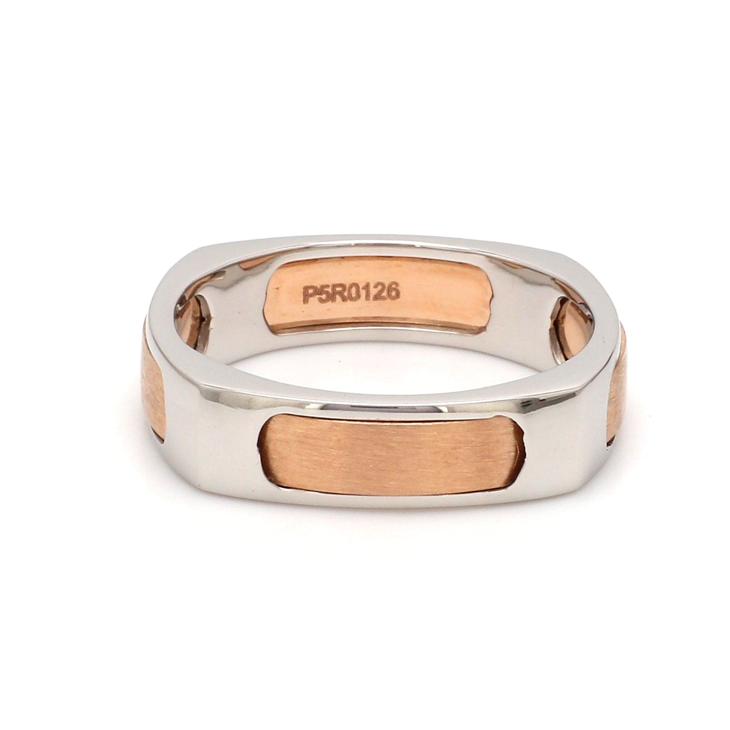 Jewelove™ Rings Men's Band only Men of Platinum | Square Profile Rose Gold Platinum Ring JL PT 688-RG