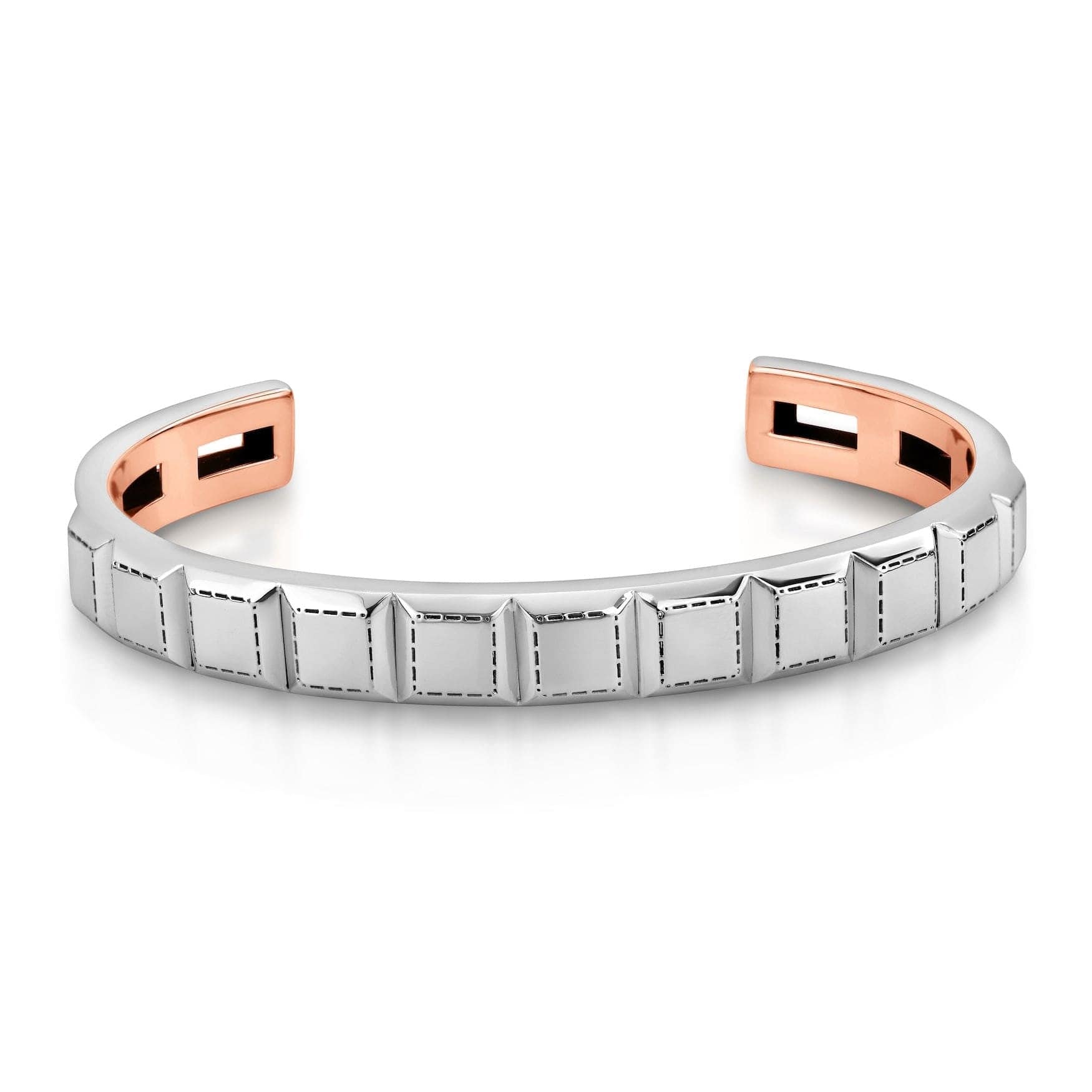 Jewelove™ Bangles & Bracelets Men of Platinum | Statement Platinum Cuboid Bracelet JL PTB 742