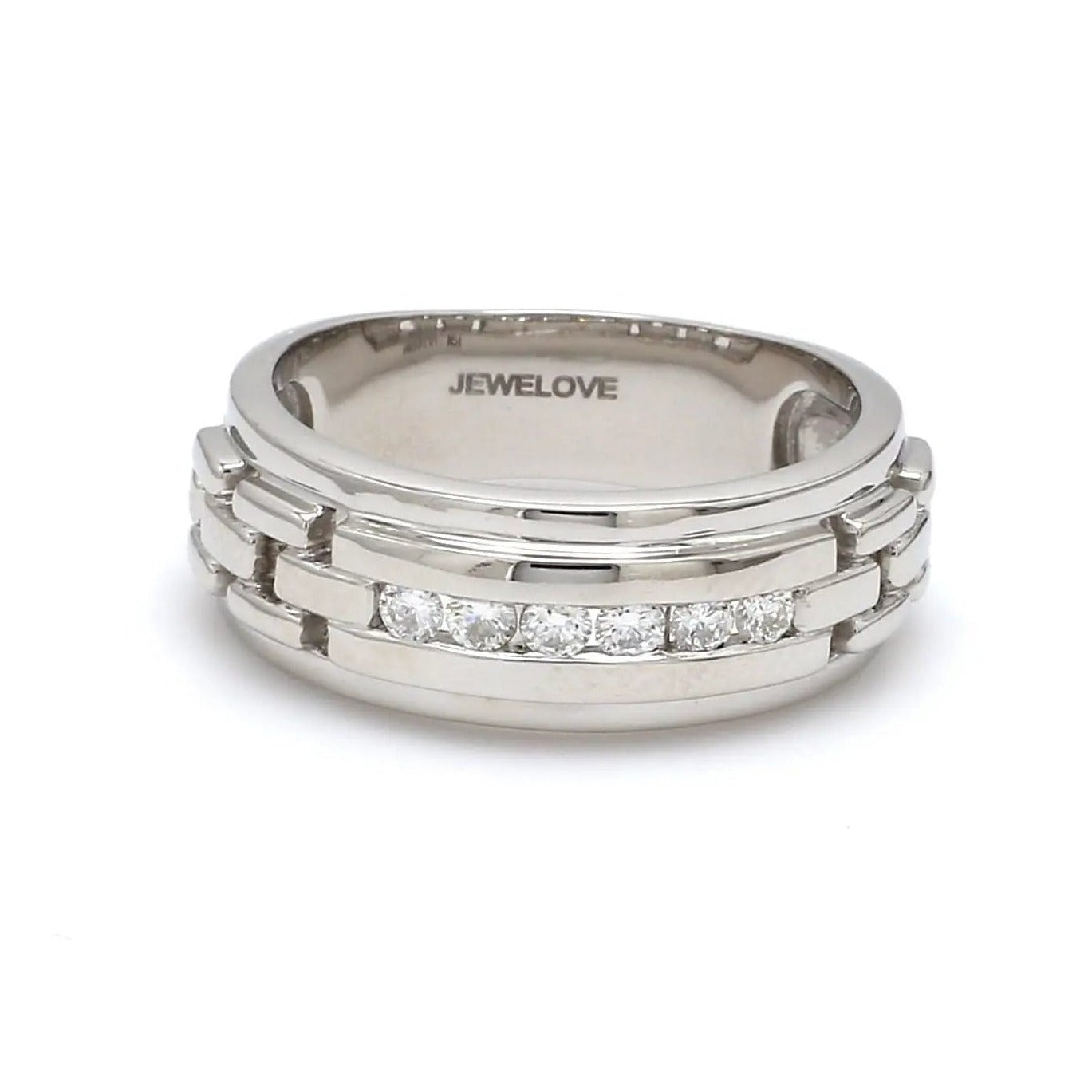 Jewelove™ Rings Men's Band only Men’s Platinum Wedding Ring with Diamonds SJ PTO 229