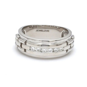 Jewelove™ Rings Men's Band only Men’s Platinum Wedding Ring with Diamonds SJ PTO 229