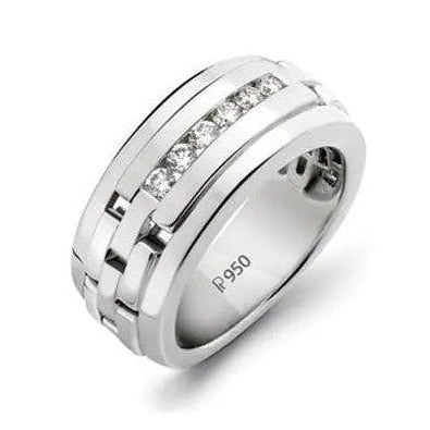 Jewelove™ Rings Men's Band only Men’s Platinum Wedding Ring with Diamonds SJ PTO 229