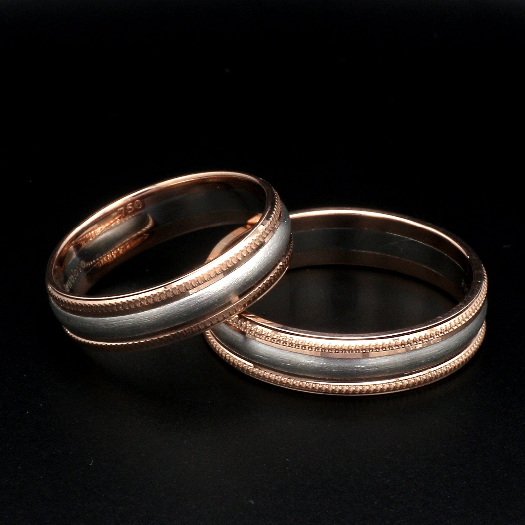 Jewelove™ Rings Milgrain Edge Platinum & Rose Gold Couple Rings JL PT 636-A