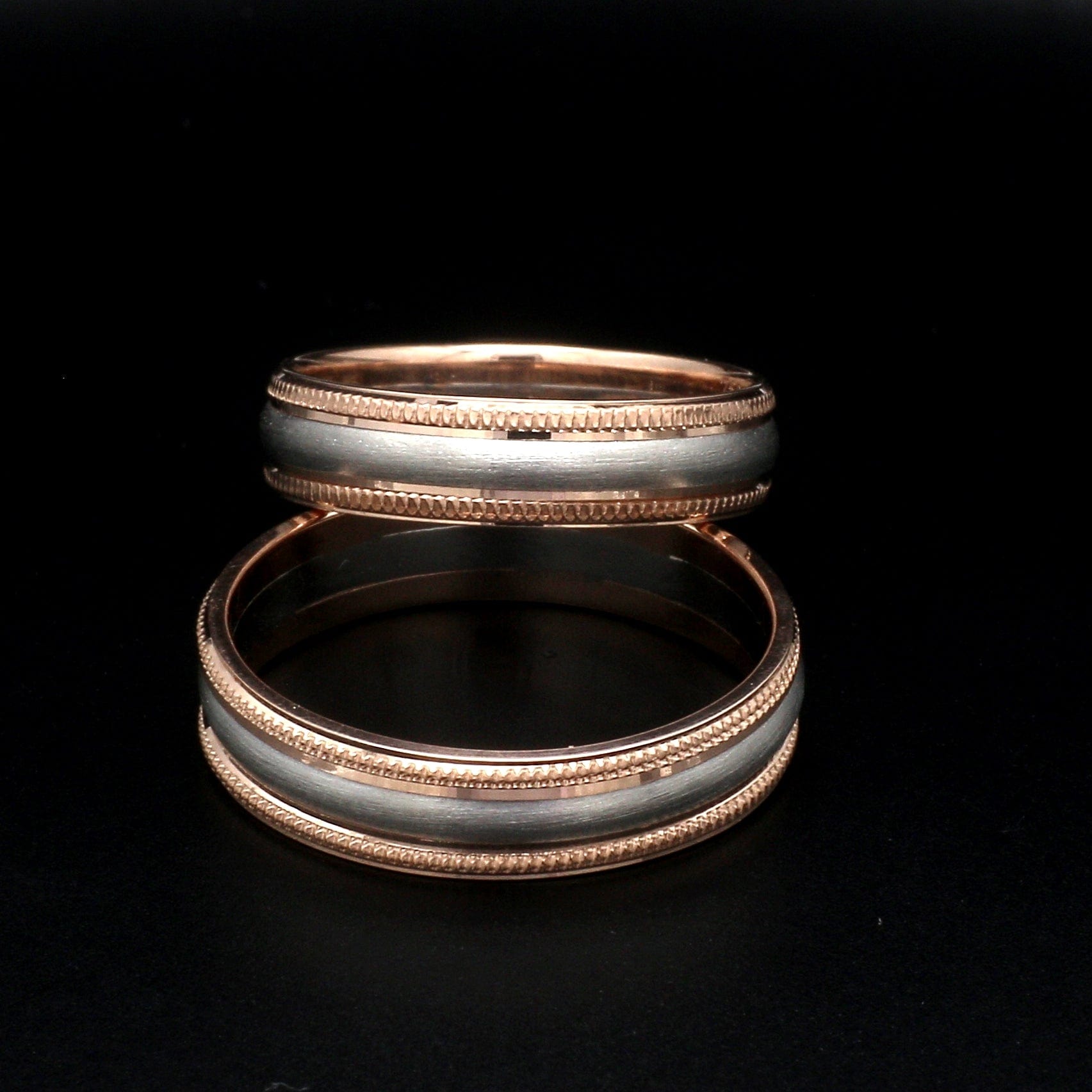 Jewelove™ Rings Milgrain Edge Platinum & Rose Gold Couple Rings JL PT 636-A