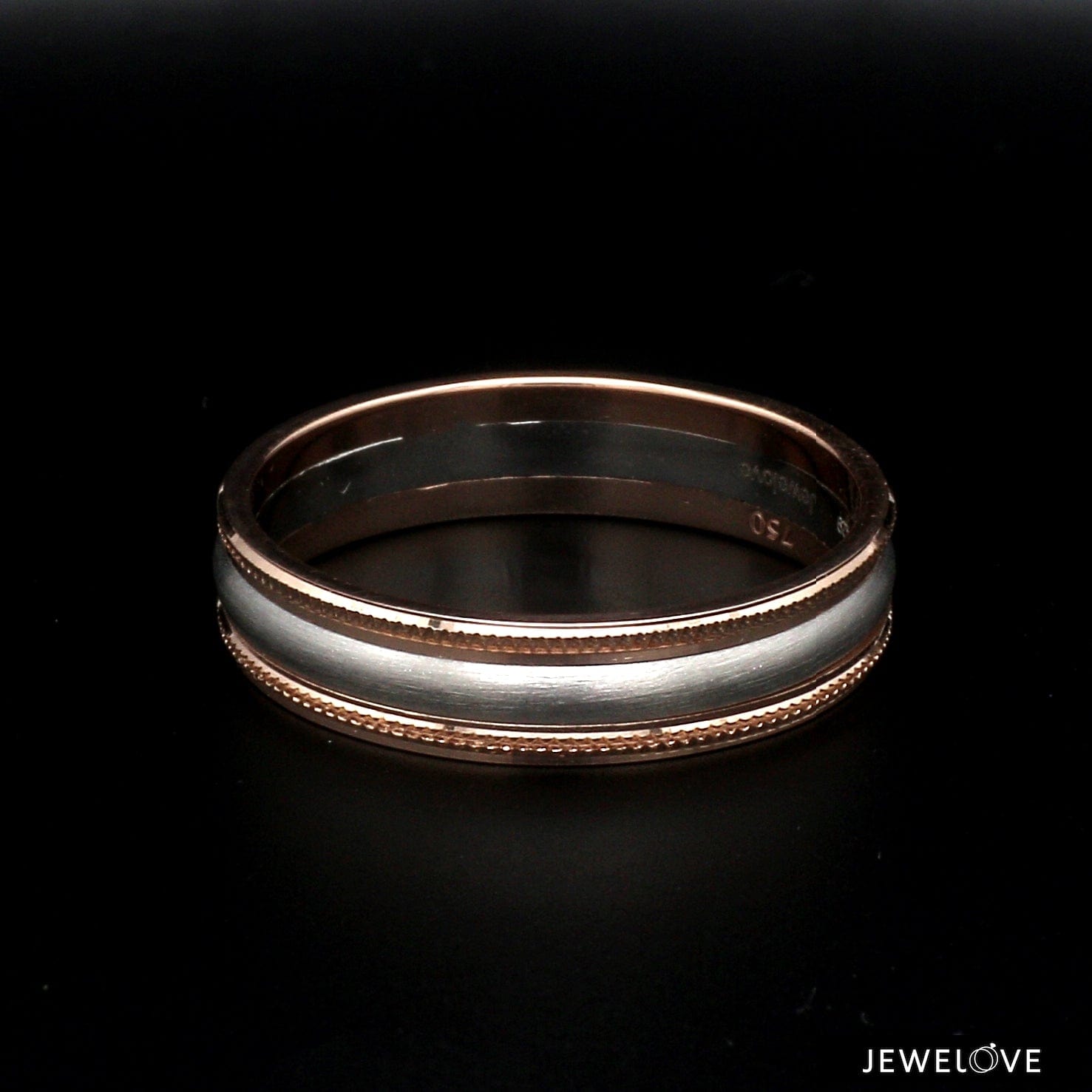 Jewelove™ Rings Milgrain Edge Platinum & Rose Gold Couple Rings JL PT 636-A