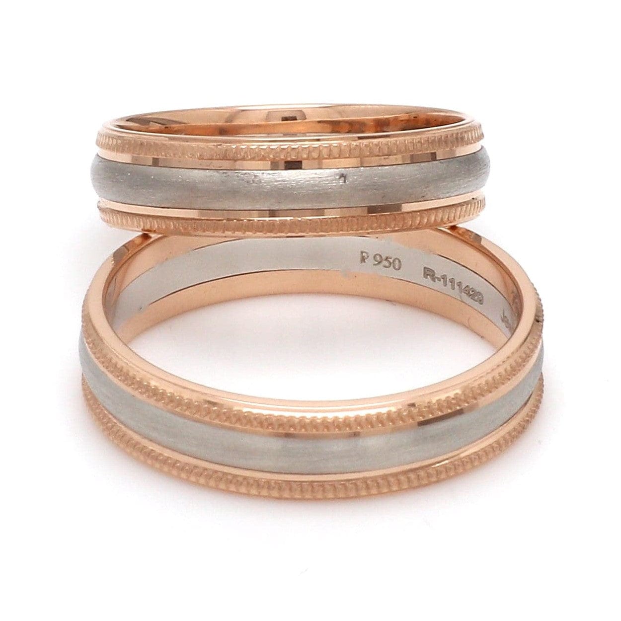 Jewelove™ Rings Milgrain Edge Platinum & Rose Gold Couple Rings JL PT 636-A