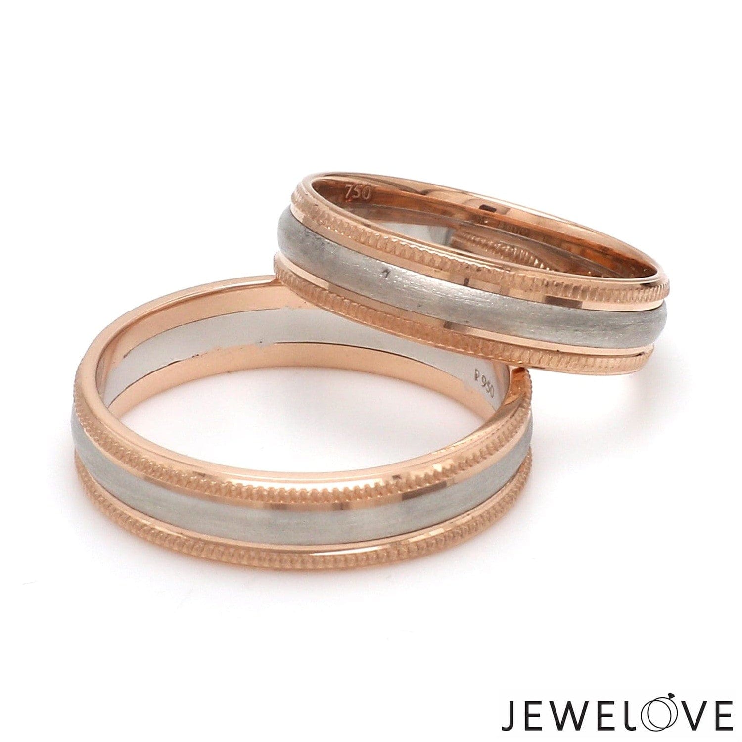 Jewelove™ Rings Milgrain Edge Platinum & Rose Gold Couple Rings JL PT 636-A