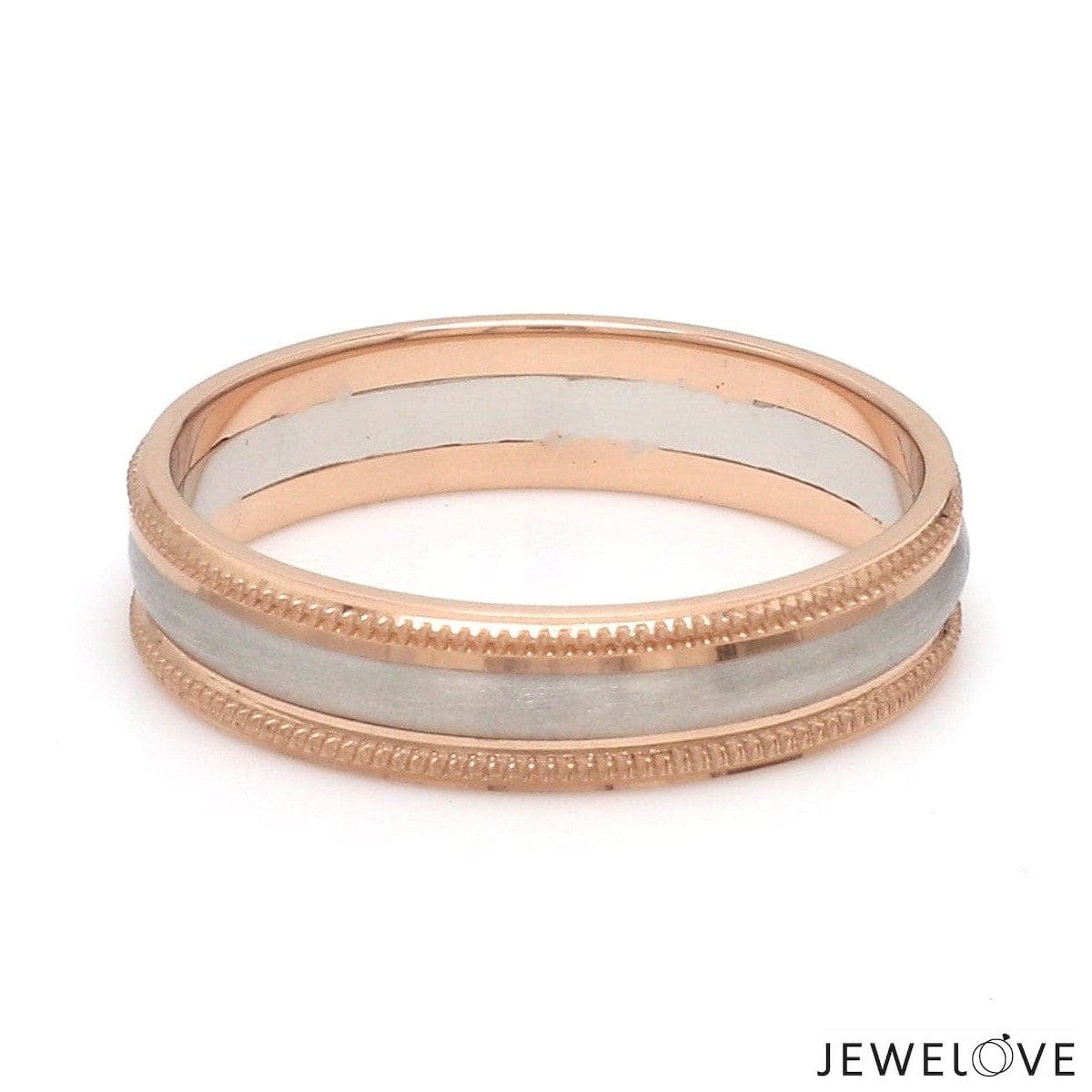 Jewelove™ Rings Milgrain Edge Platinum & Rose Gold Couple Rings JL PT 636-A