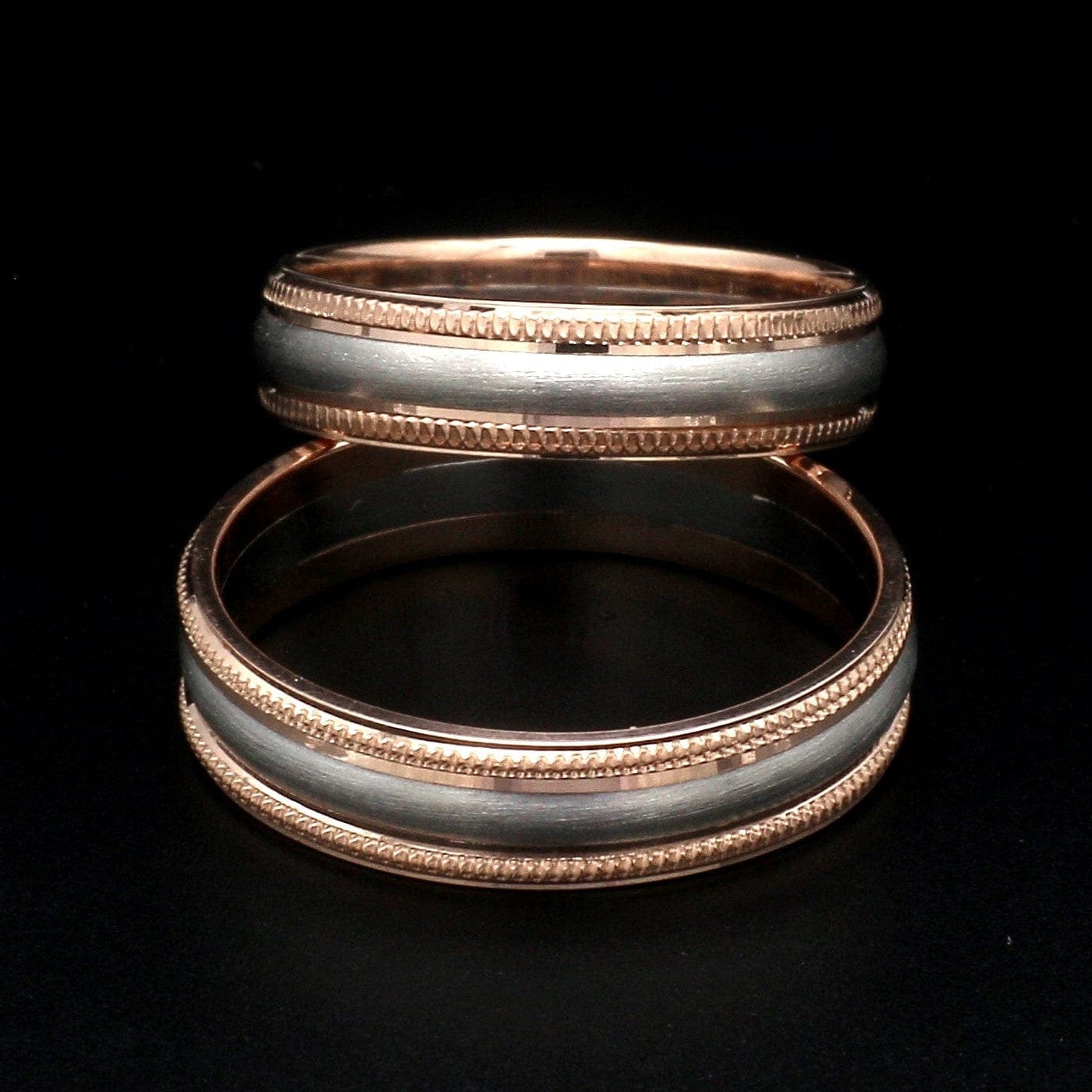 Jewelove™ Rings Milgrain Edge Platinum & Rose Gold Couple Rings JL PT 636-A