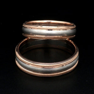 Jewelove™ Rings Milgrain Edge Platinum & Rose Gold Couple Rings JL PT 636-A