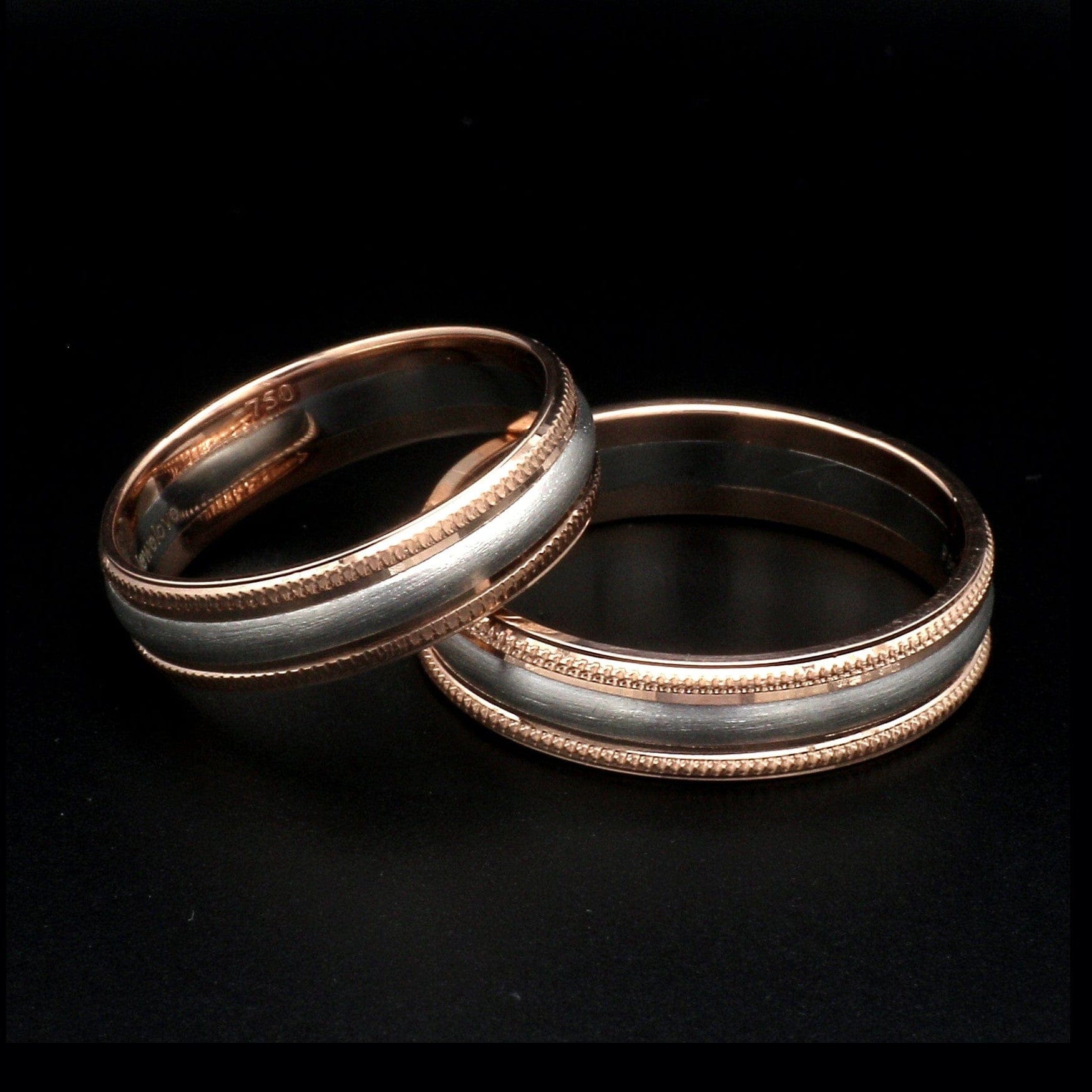 Jewelove™ Rings Milgrain Edge Platinum & Rose Gold Couple Rings JL PT 636-A