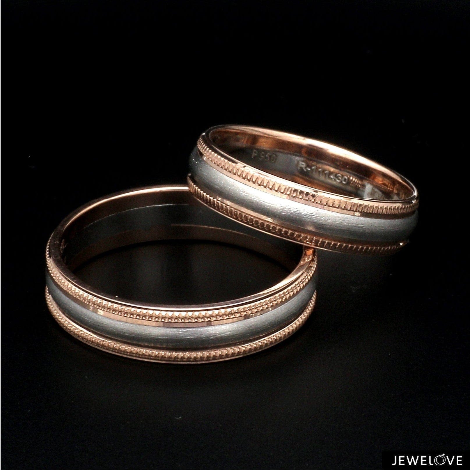 Jewelove™ Rings Milgrain Edge Platinum & Rose Gold Couple Rings JL PT 636-A