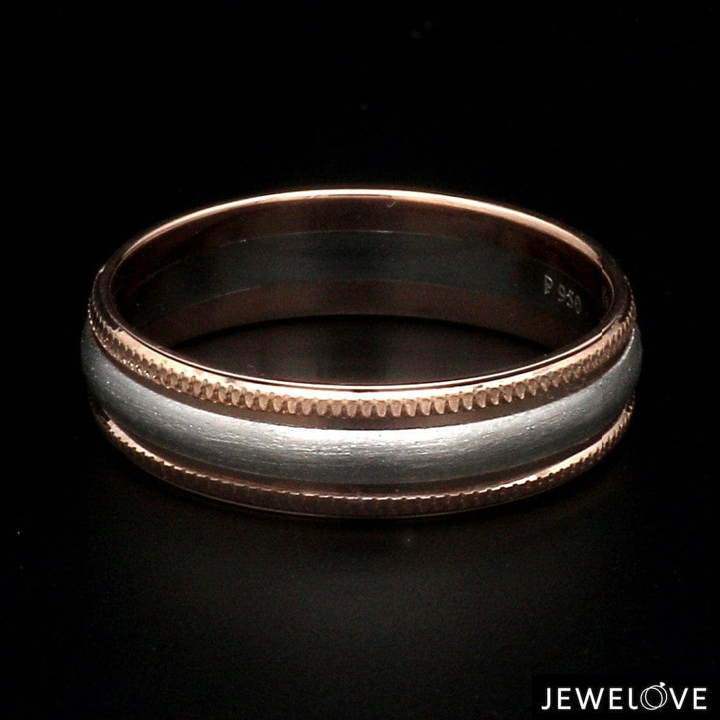 Jewelove™ Rings Men's Band only Milgrain Edge Platinum & Rose Gold Couple Rings JL PT 636-A