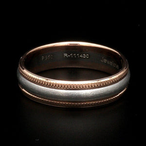 Jewelove™ Rings Women's Band only Milgrain Edge Platinum & Rose Gold Couple Rings JL PT 636-A