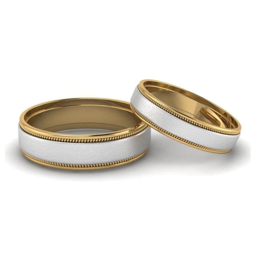 Jewelove™ Rings Milgrain Edge Platinum & Yellow Gold Couple Rings JL PT 636