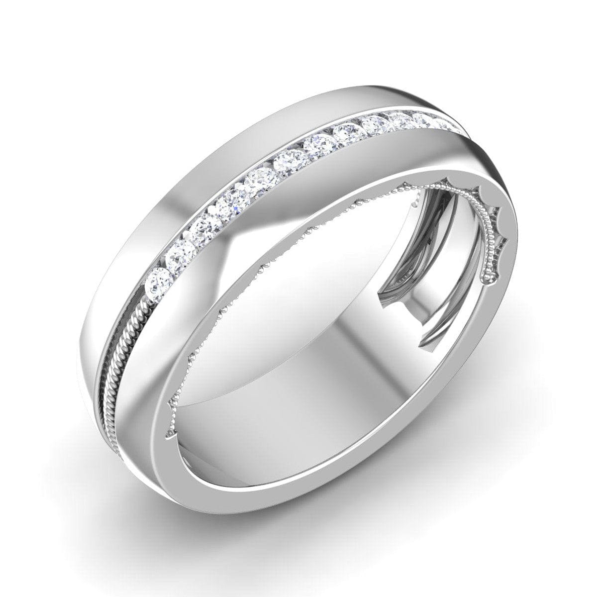 Jewelove™ Rings Milgrain Platinum Wedding Ring with Diamonds JL PT 6763