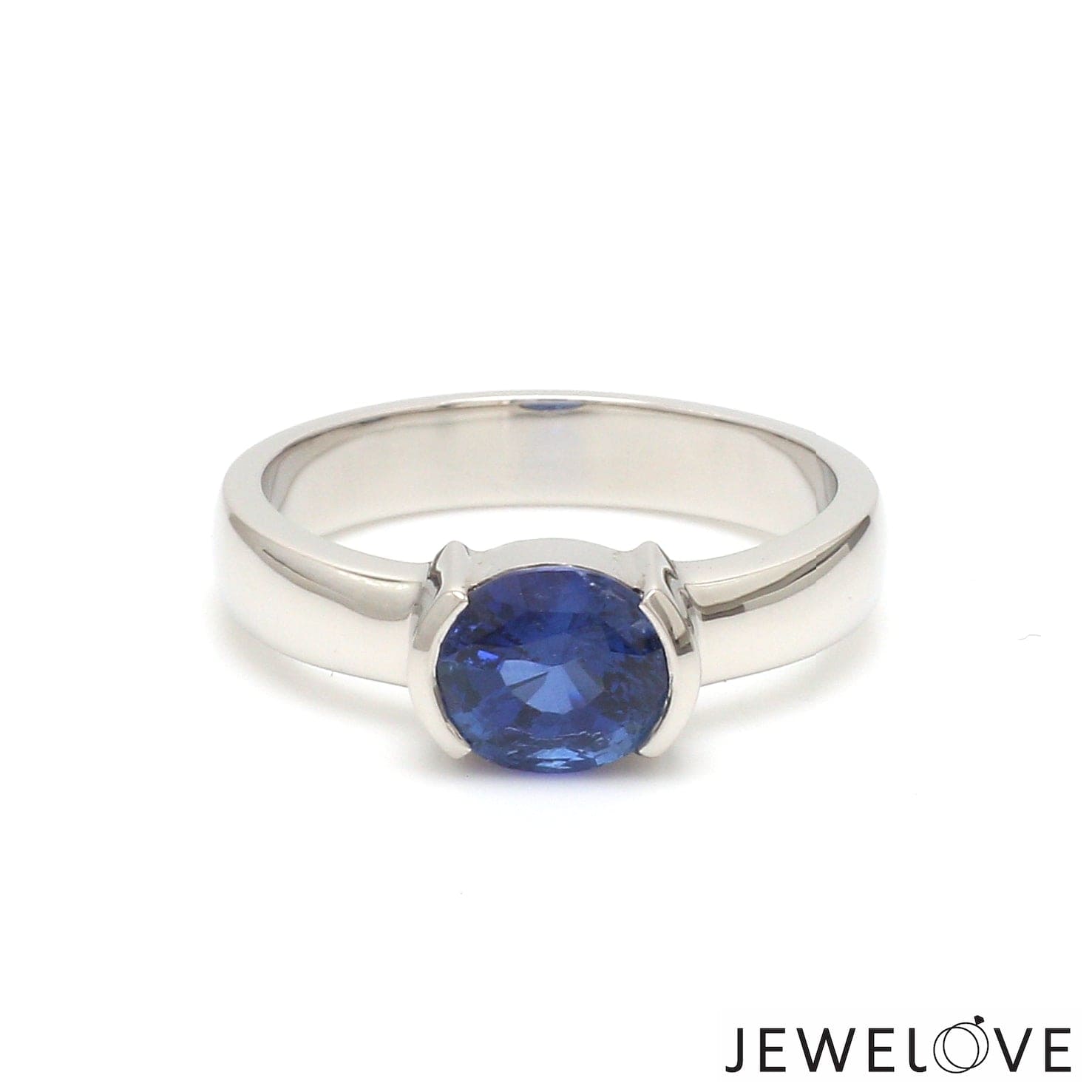 Jewelove™ Rings Men's Band only Natural Blue Sapphire Platinum Ring JL PT 1354