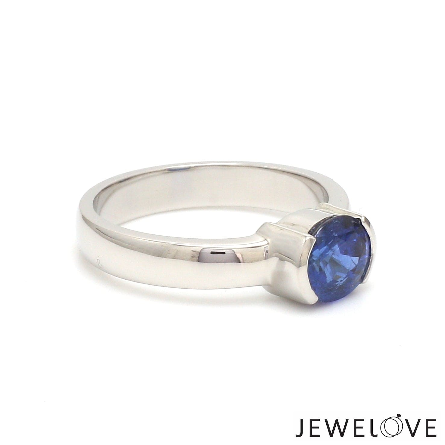 Jewelove™ Rings Men's Band only Natural Blue Sapphire Platinum Ring JL PT 1354