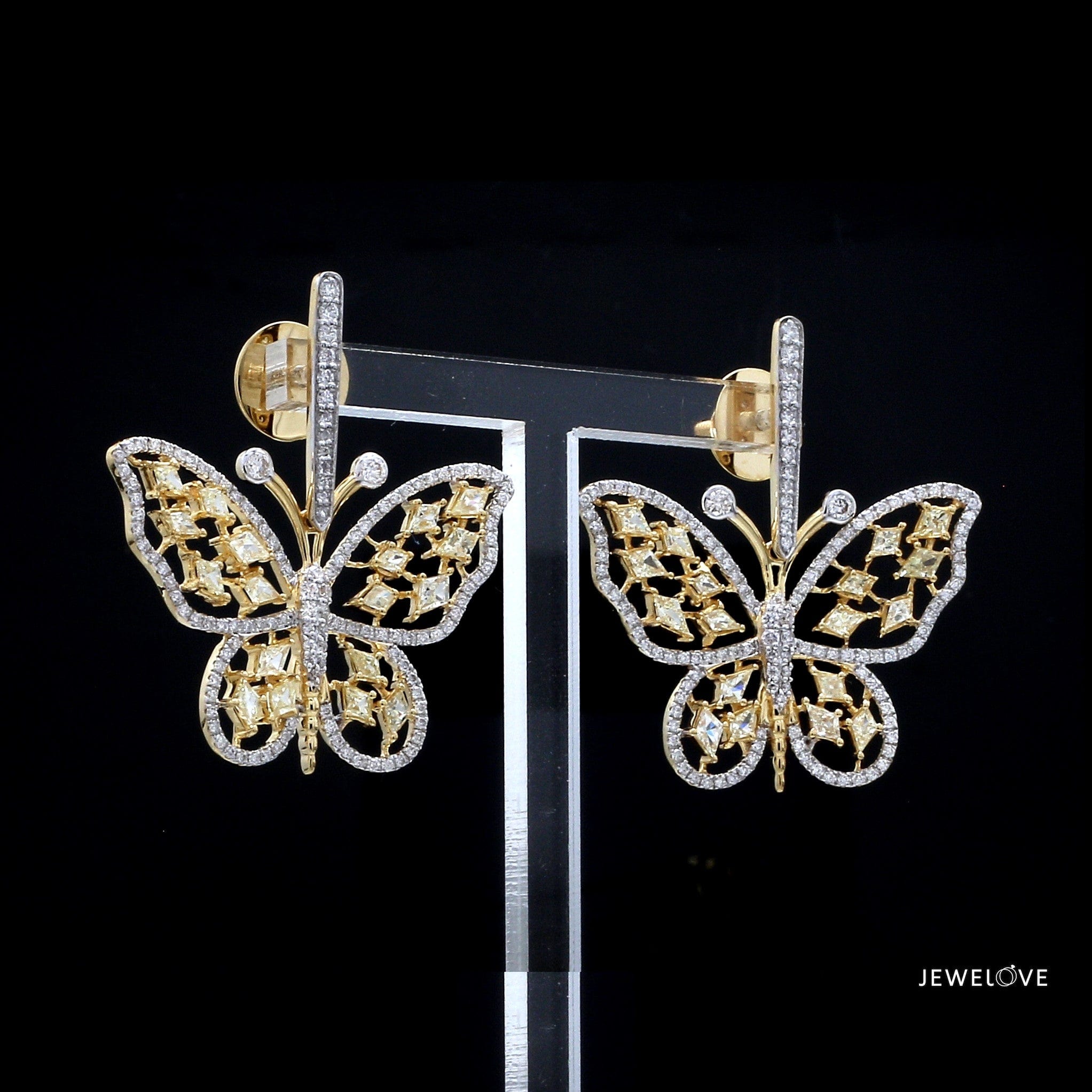 Jewelove™ Earrings Earrings only Natural Fancy Color Yellow Diamond Butterfly Earrings JL AU E YD 101