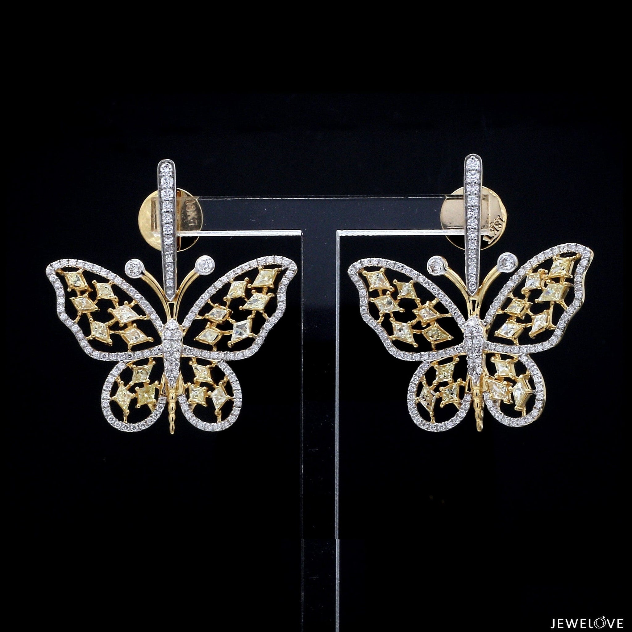 Jewelove™ Earrings Earrings only Natural Fancy Color Yellow Diamond Butterfly Earrings JL AU E YD 101