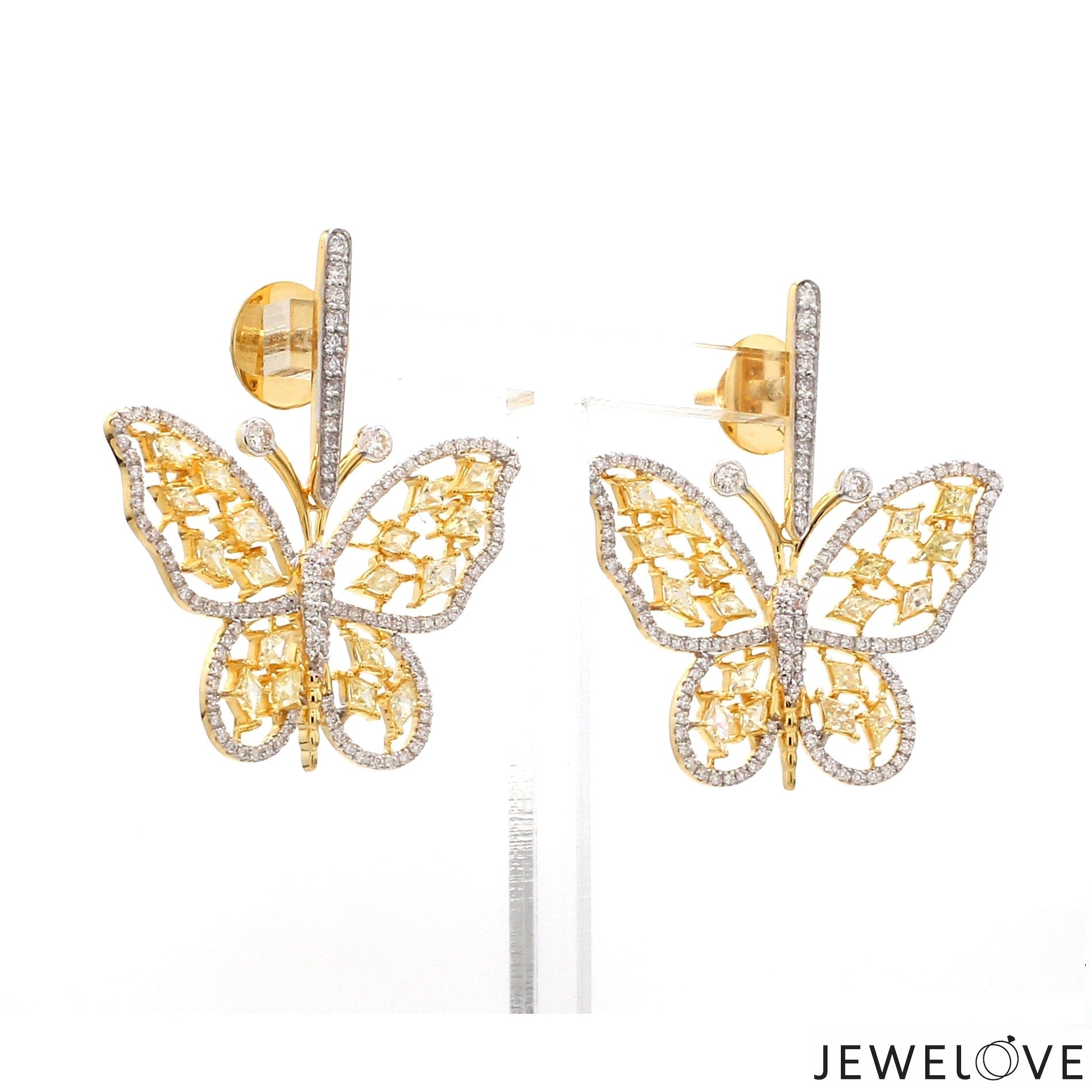 Jewelove™ Earrings Earrings only Natural Fancy Color Yellow Diamond Butterfly Earrings JL AU E YD 101