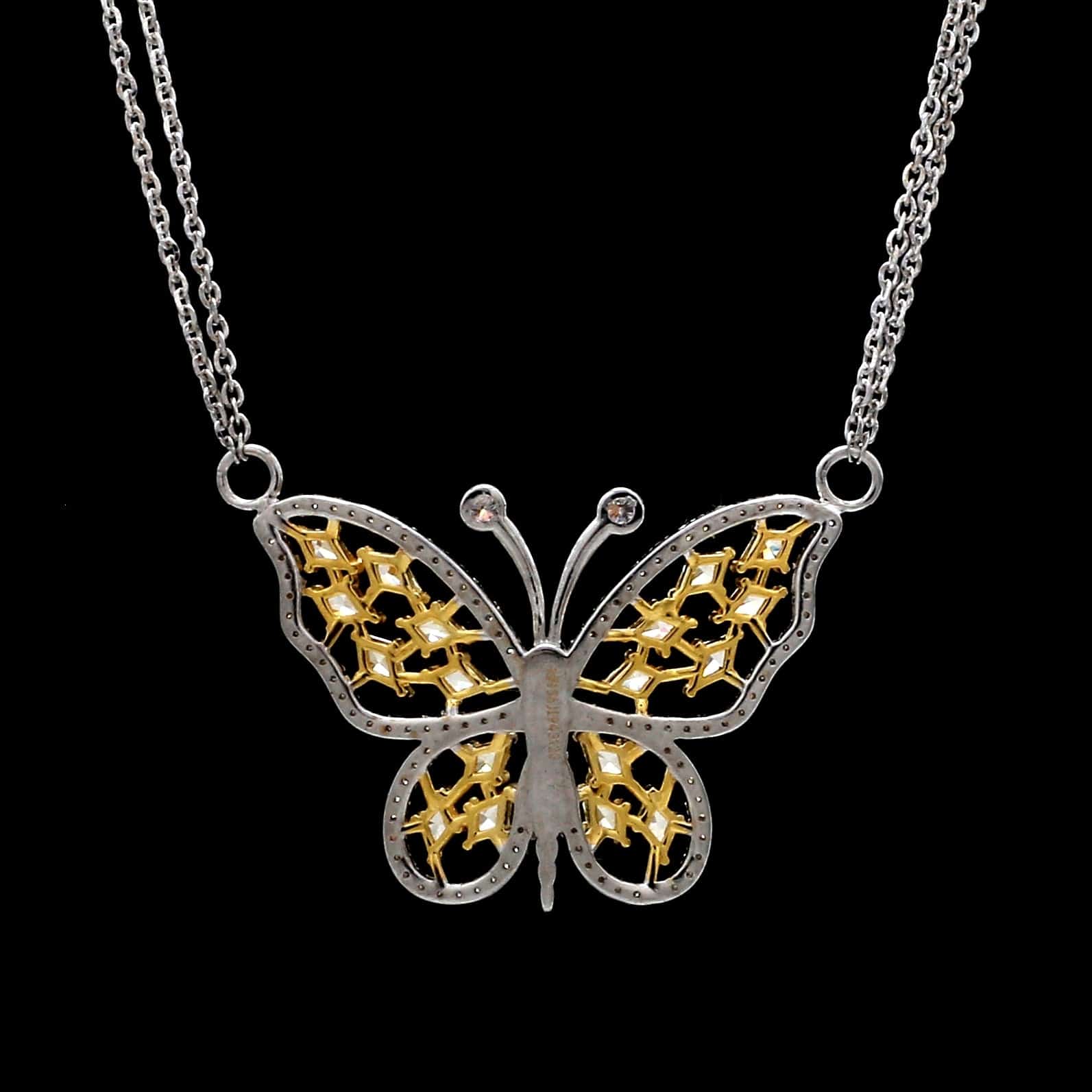 Jewelove™ Pendants Natural Fancy Color Yellow Diamond Butterfly Pendant Chain for Women JL AU YD 001