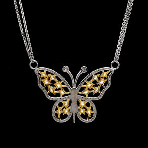 Jewelove™ Pendants Natural Fancy Color Yellow Diamond Butterfly Pendant Chain for Women JL AU YD 001