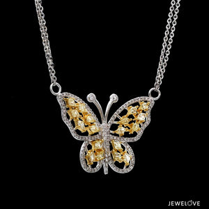 Jewelove™ Pendants Natural Fancy Color Yellow Diamond Butterfly Pendant Chain for Women JL AU YD 001