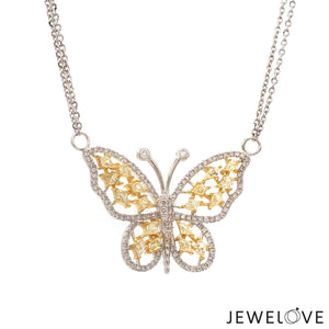 Jewelove™ Pendants Natural Fancy Color Yellow Diamond Butterfly Pendant Chain for Women JL AU YD 001