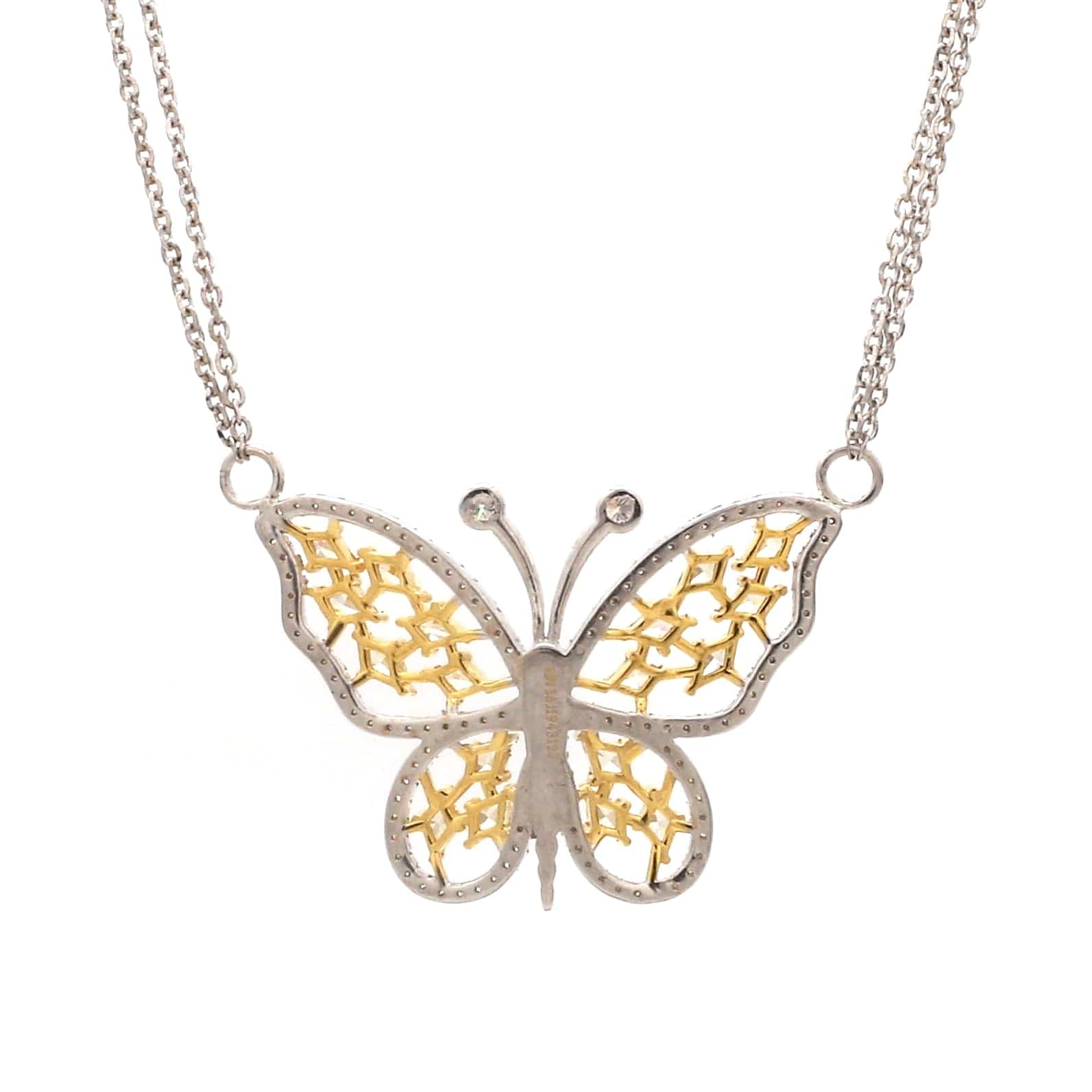 Jewelove™ Pendants Natural Fancy Color Yellow Diamond Butterfly Pendant Chain for Women JL AU YD 001