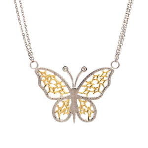 Jewelove™ Pendants Natural Fancy Color Yellow Diamond Butterfly Pendant Chain for Women JL AU YD 001