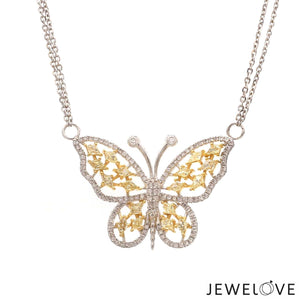 Jewelove™ Pendants Natural Fancy Color Yellow Diamond Butterfly Pendant Chain for Women JL AU YD 001