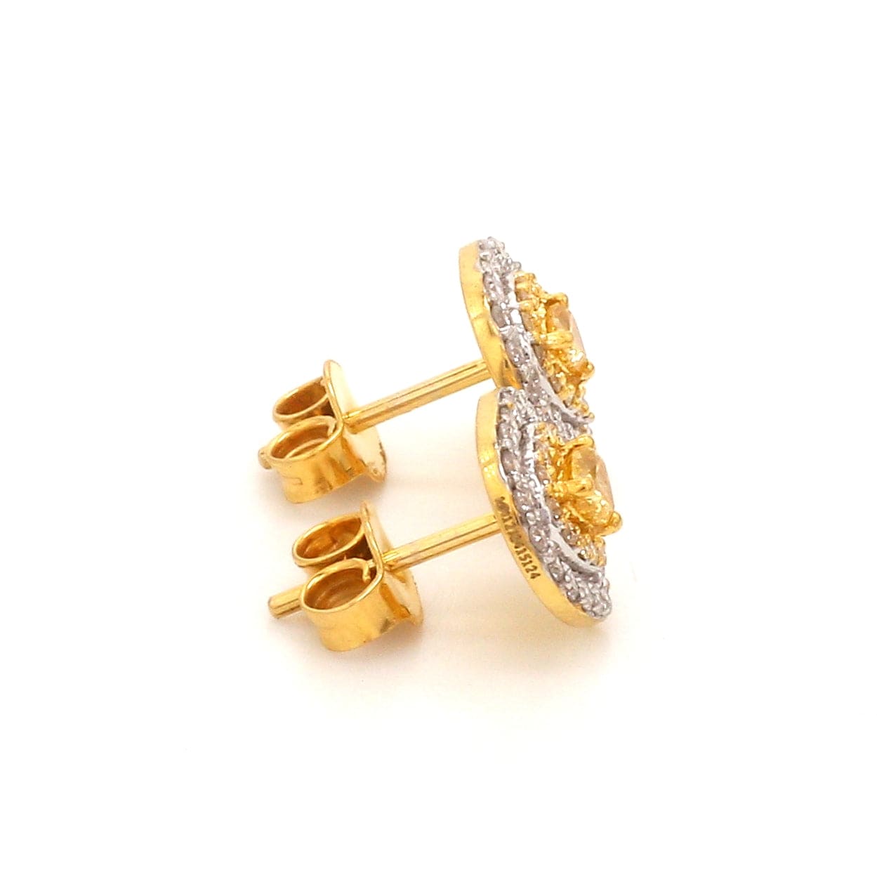 Jewelove™ Earrings Natural Fancy Color Yellow Diamond  Heart Shape Double Halo 18K Gold Earrings  JL AU E 335Y